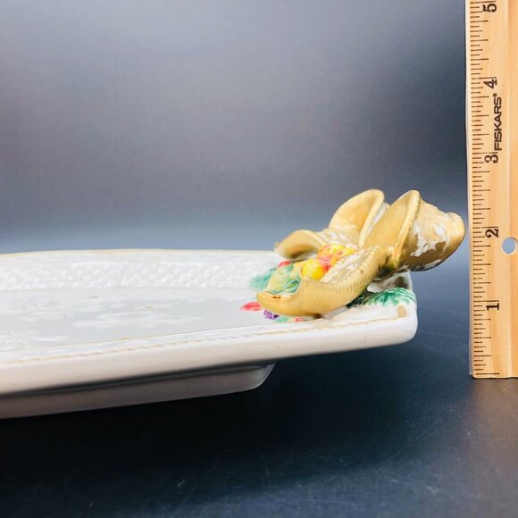 90s Fitz and Floyd Snowy Woods Serving Tray Christmas Decorative Ceramic Platter - Picture 11 of 11